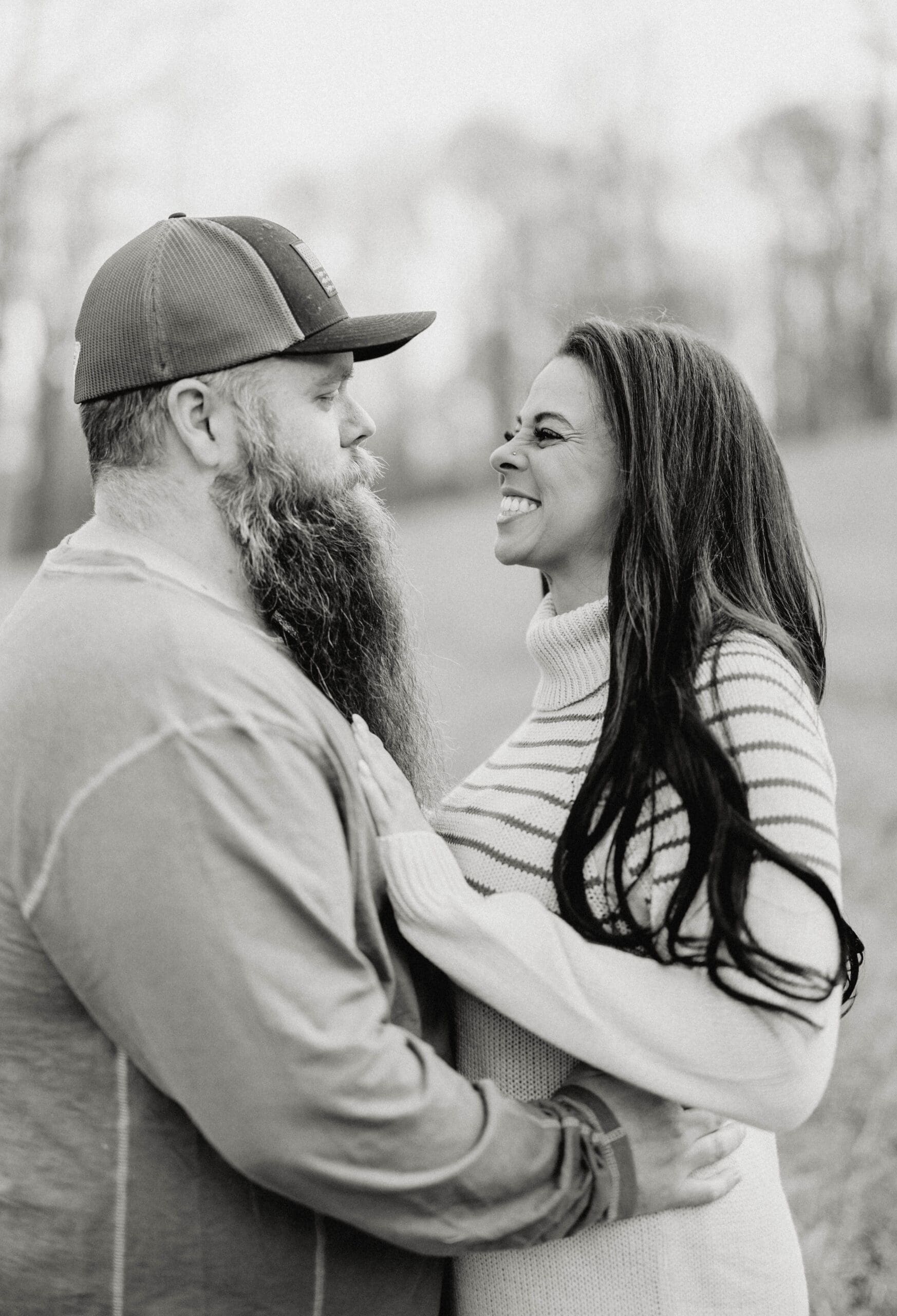 Engaged couple standing together in a loving moment, symbolizing intentional love, commitment, and choosing each other with purpose.